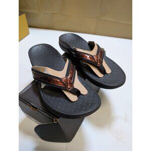 Vionic Tide Toe Post Women's Size 11 Brown/Black Orthotic Thong Sandals Outdoor